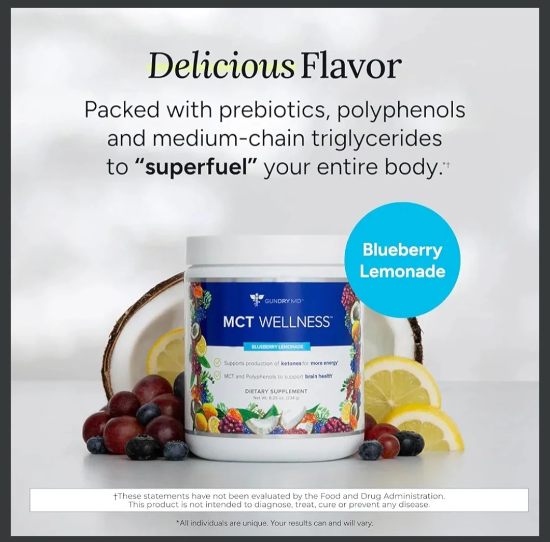 Dr. Gundry MD MCT Wellness Blueberry Lemonade Dietary Supplement - photo 5