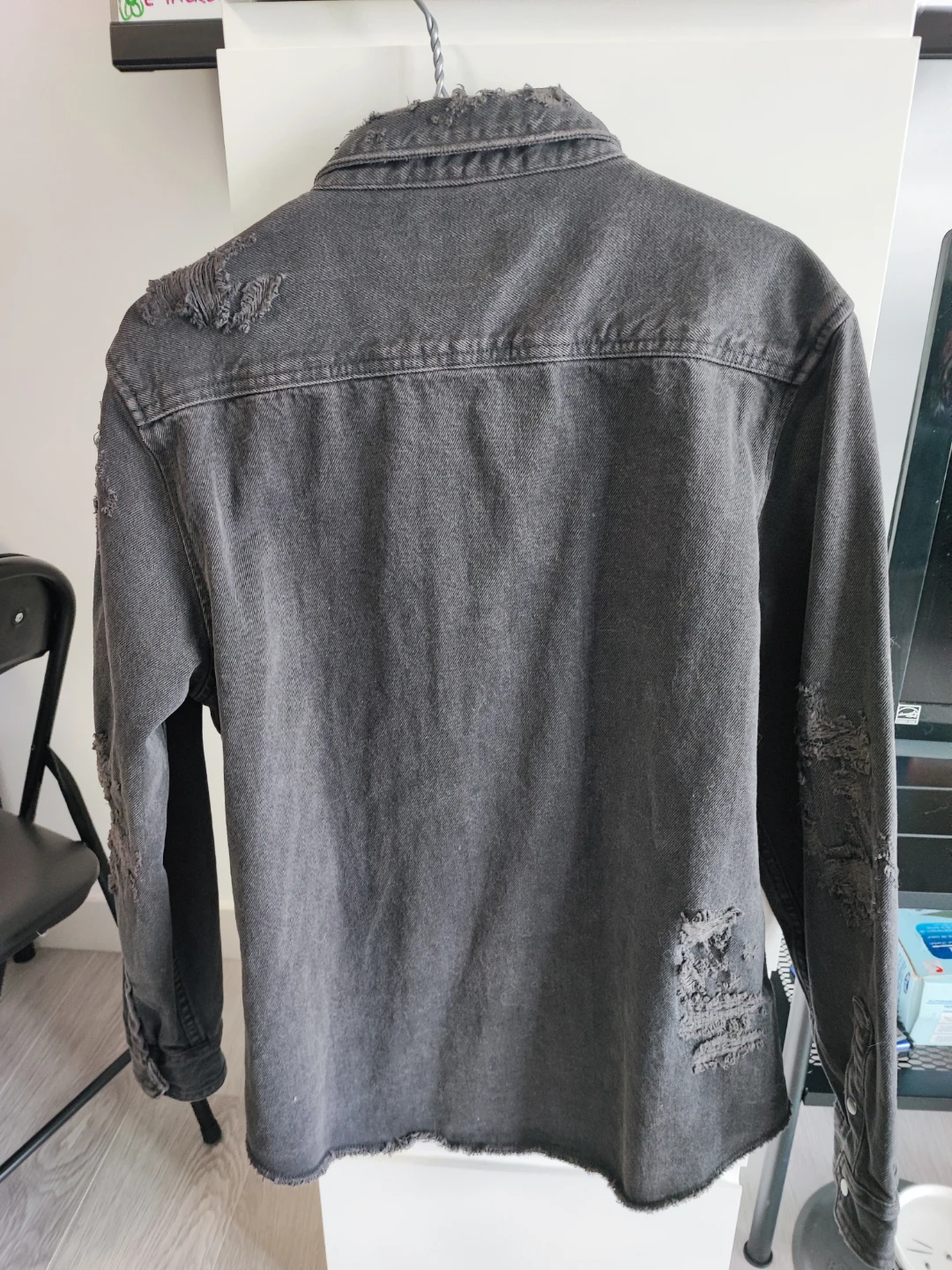 ZARA Distressed Denim Shirt - Size L - photo 2