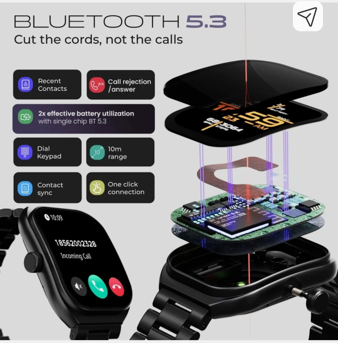 Smartwatch with Black Metal Strap - photo 3