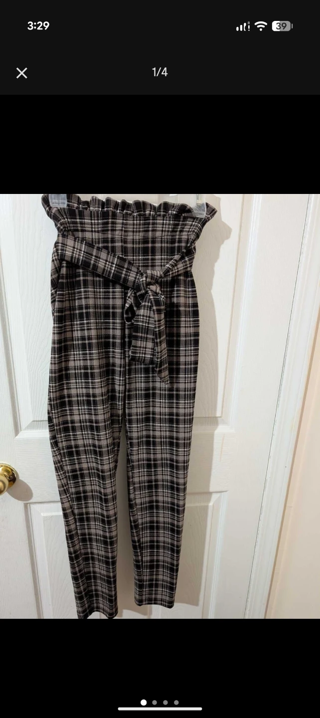 From Shein - Plaid paperbag pants