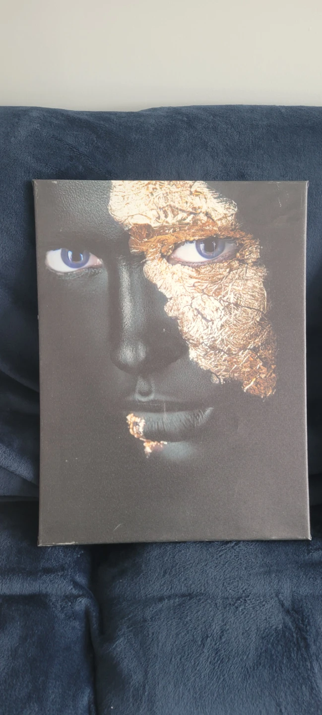Set of 2 Modern Canvas Art Prints - Black & Gold Face Design - photo 3