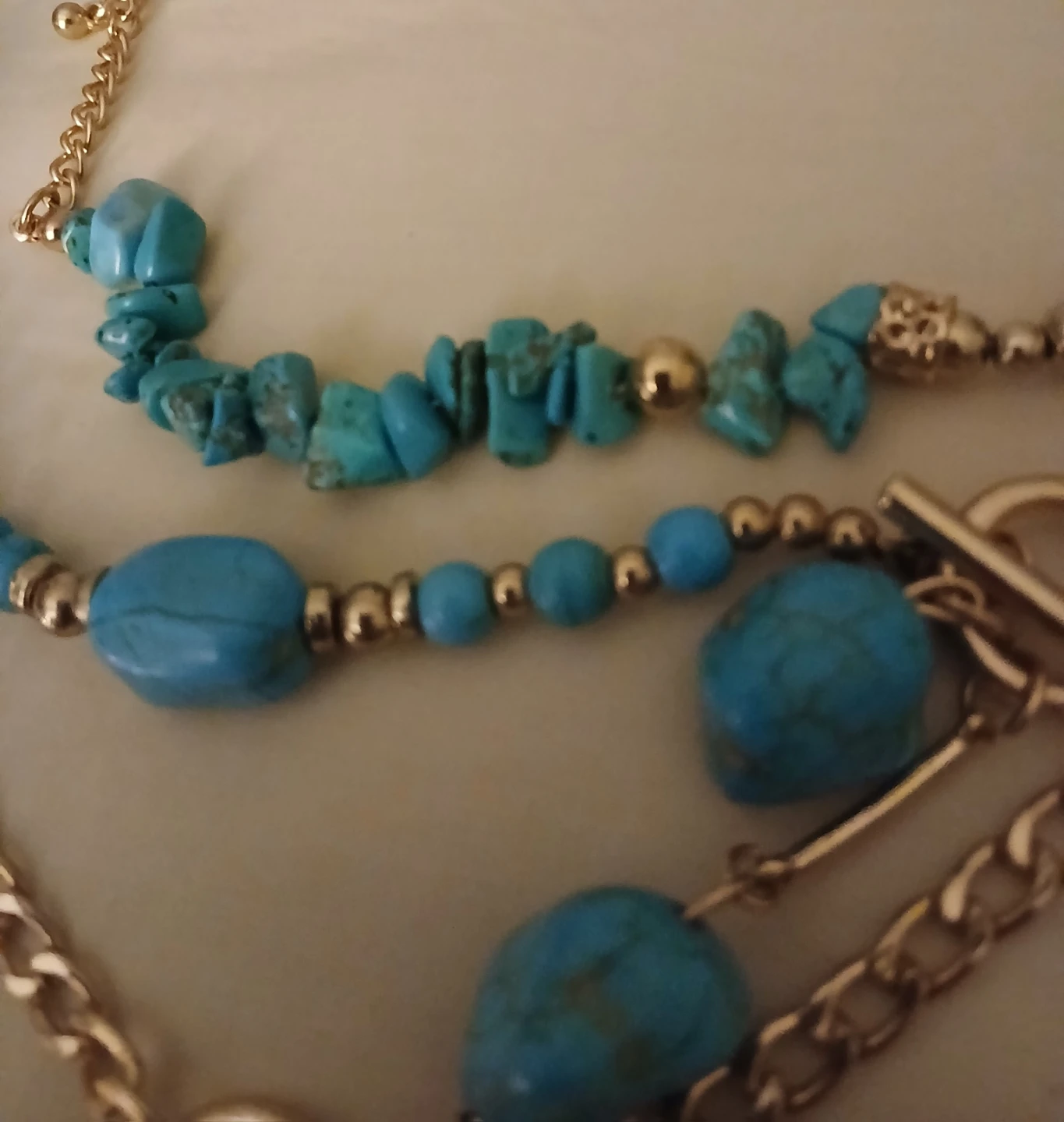 Turquoise and Gold Layered Necklaces - photo 2