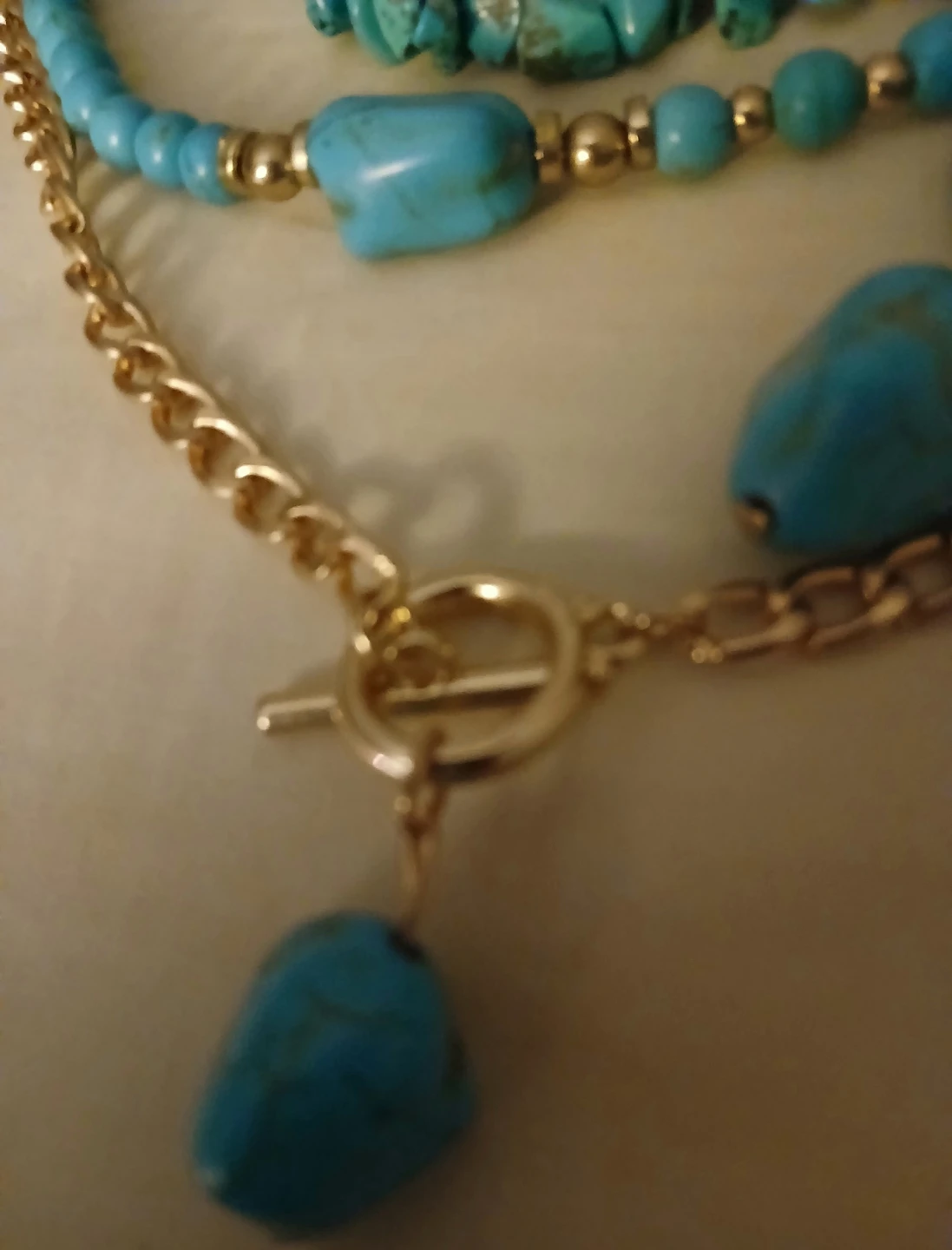 Turquoise and Gold Layered Necklaces - photo 4