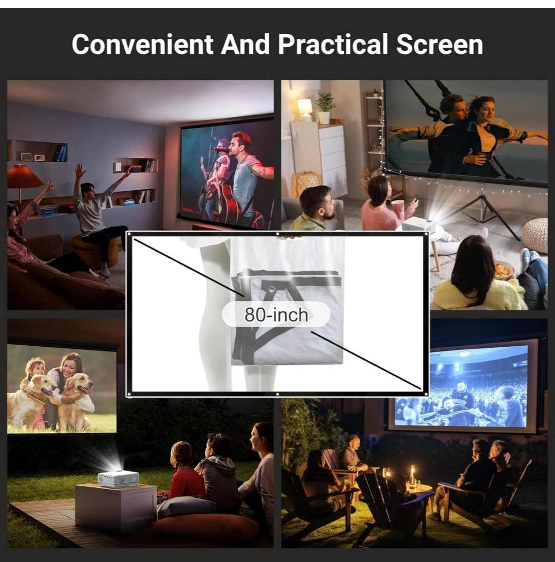 White Portable Projector with 80-inch Screen - photo 4