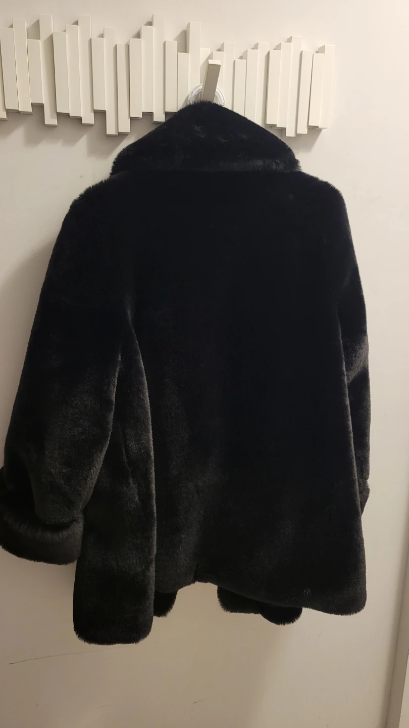 Black Faux Fur Coat with Pockets Small - photo 2