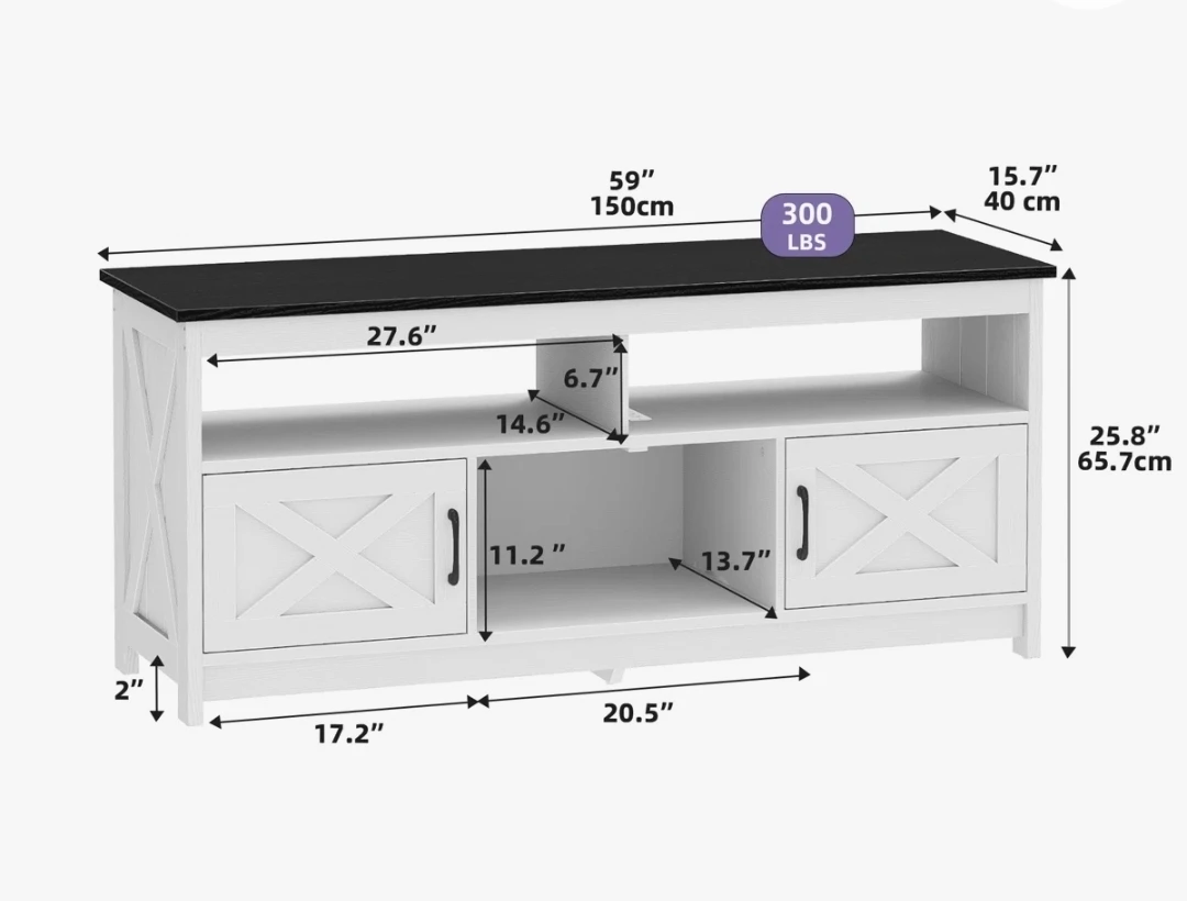 White TV Stand with Built-in Power Strip - photo 3