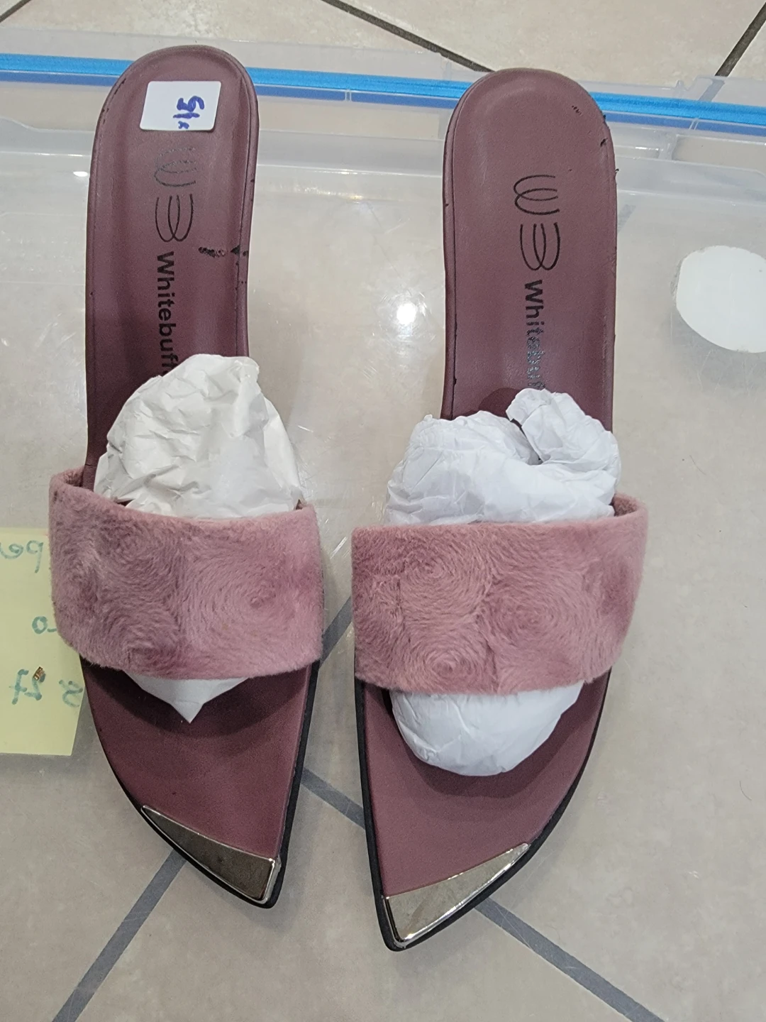 White House Black Market Pink Faux Fur Slides