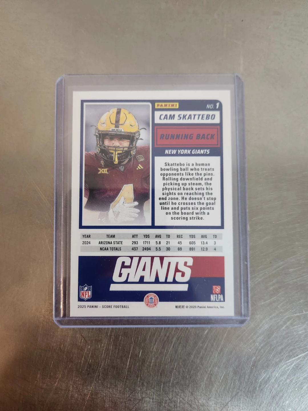 2025 Panini Score Football Cam Skattebo RC Rookie Card - photo 2