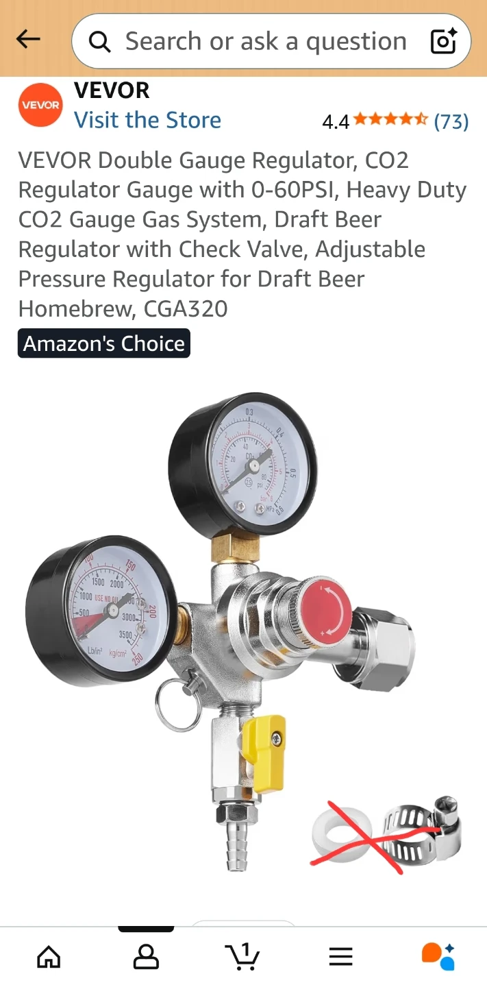 VEVOR Double Gauge Regulator CGA320 0-60 PSI