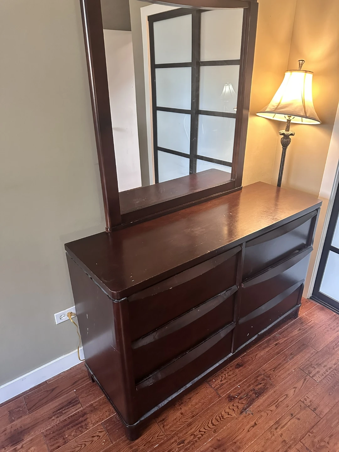 Dark Brown Dresser with Mirror