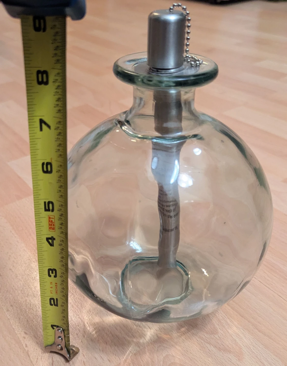 NEVER USED thick glass oil lamp approx 9" tall x 20" around - photo 5