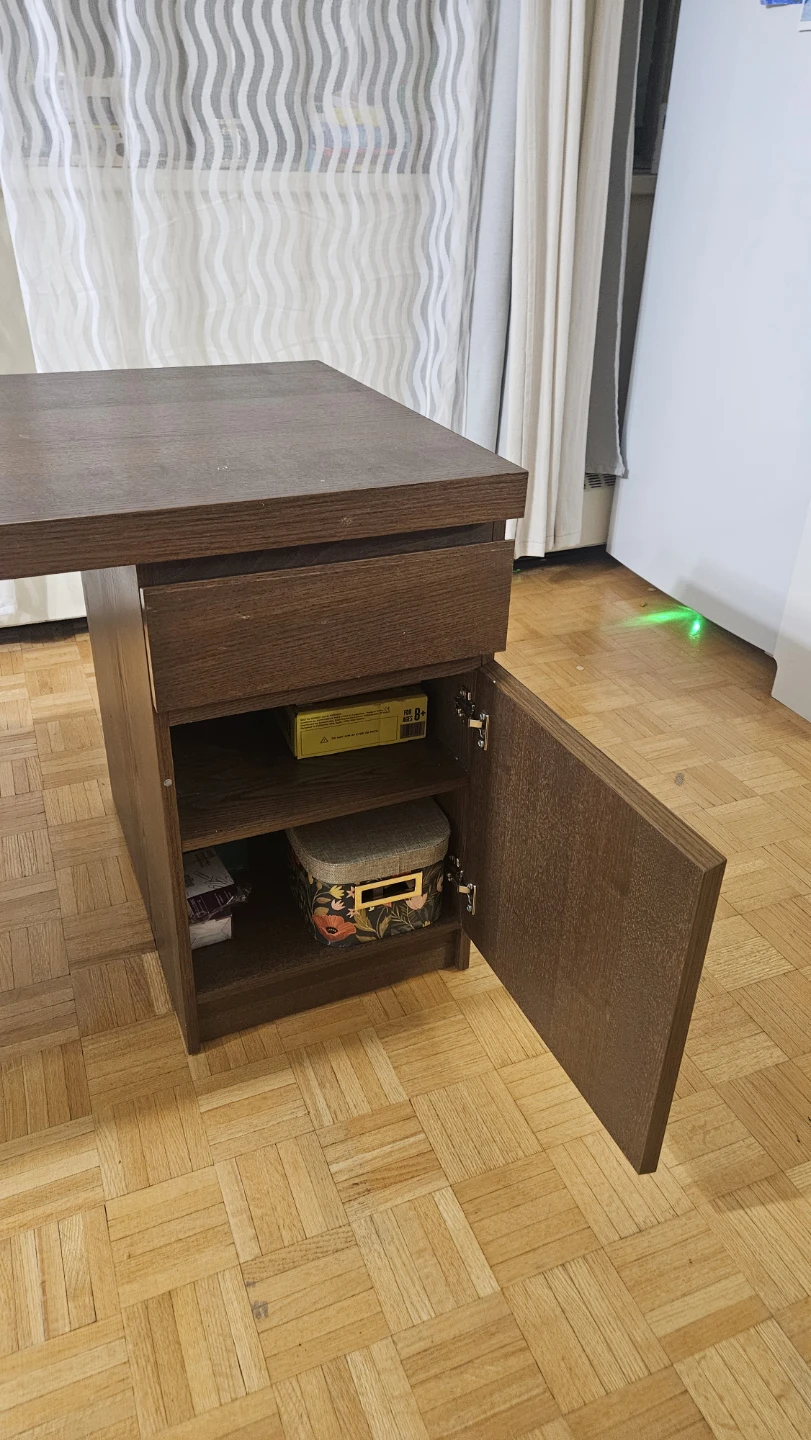 IKEA Malm Dark Wood Desk with Drawer and Cabinet - photo 3