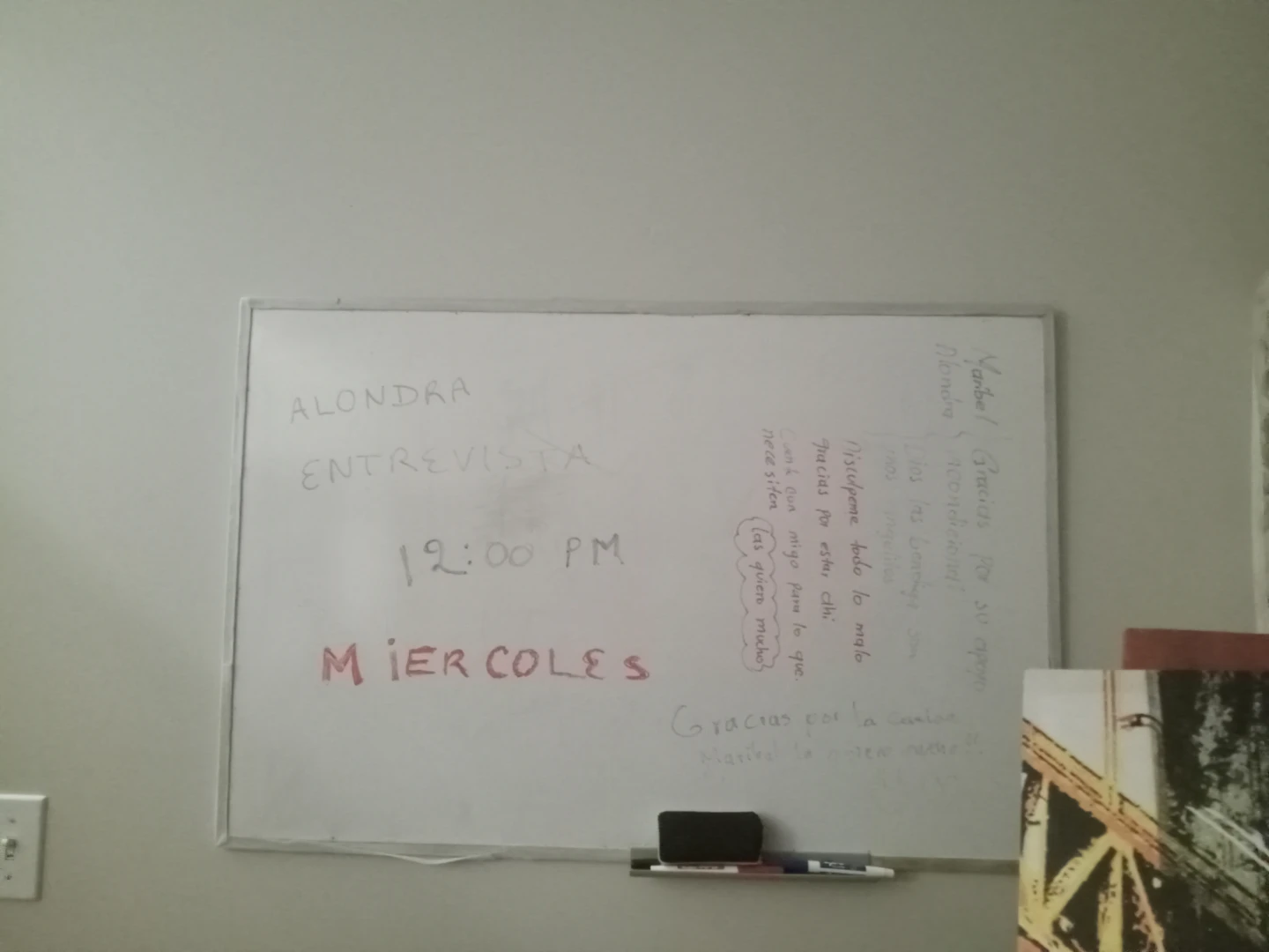 Whiteboard with eraser