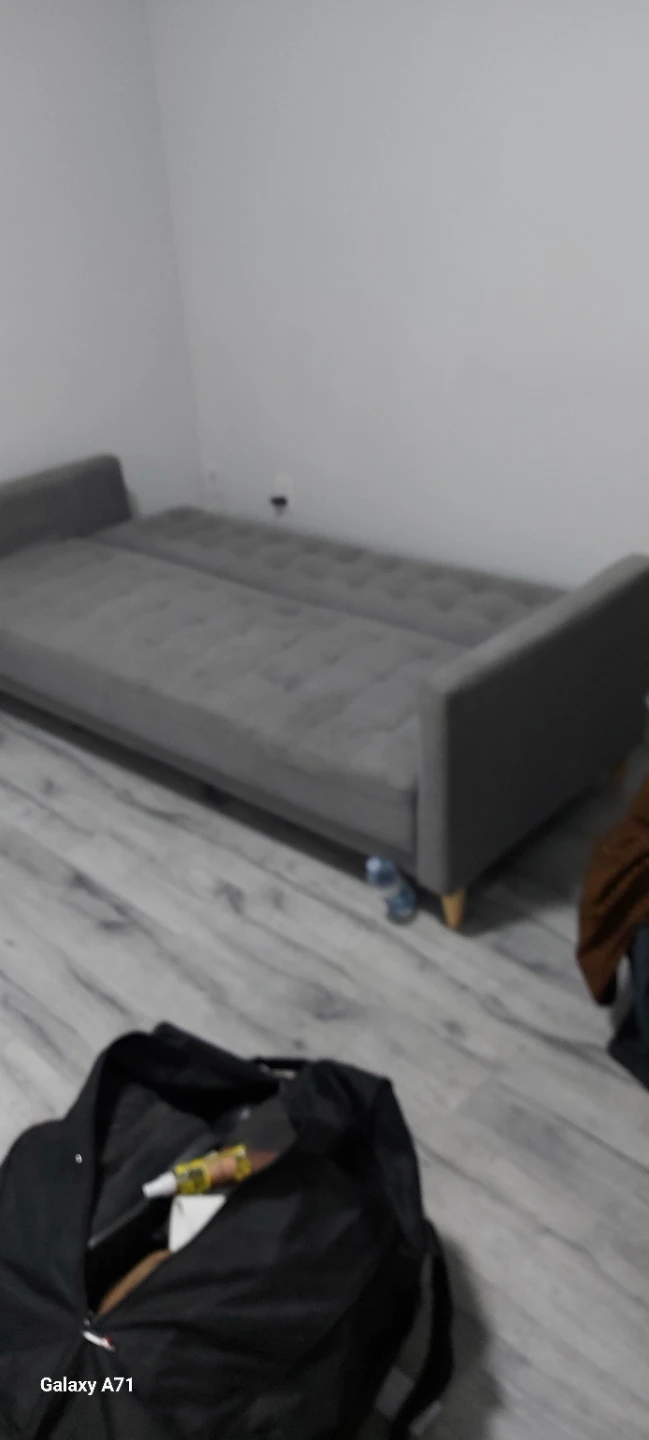 Grey Sofa Bed with Wooden Legs - photo 2