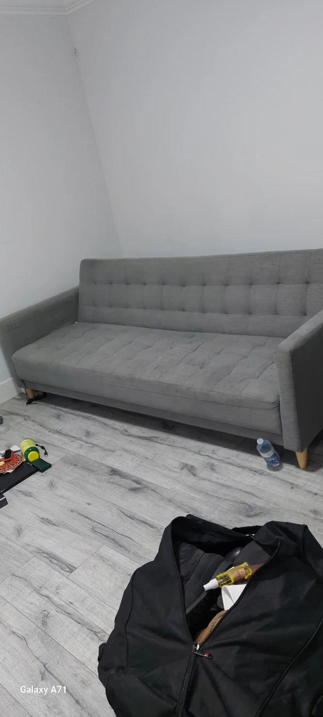 Grey Sofa Bed with Wooden Legs - photo 3