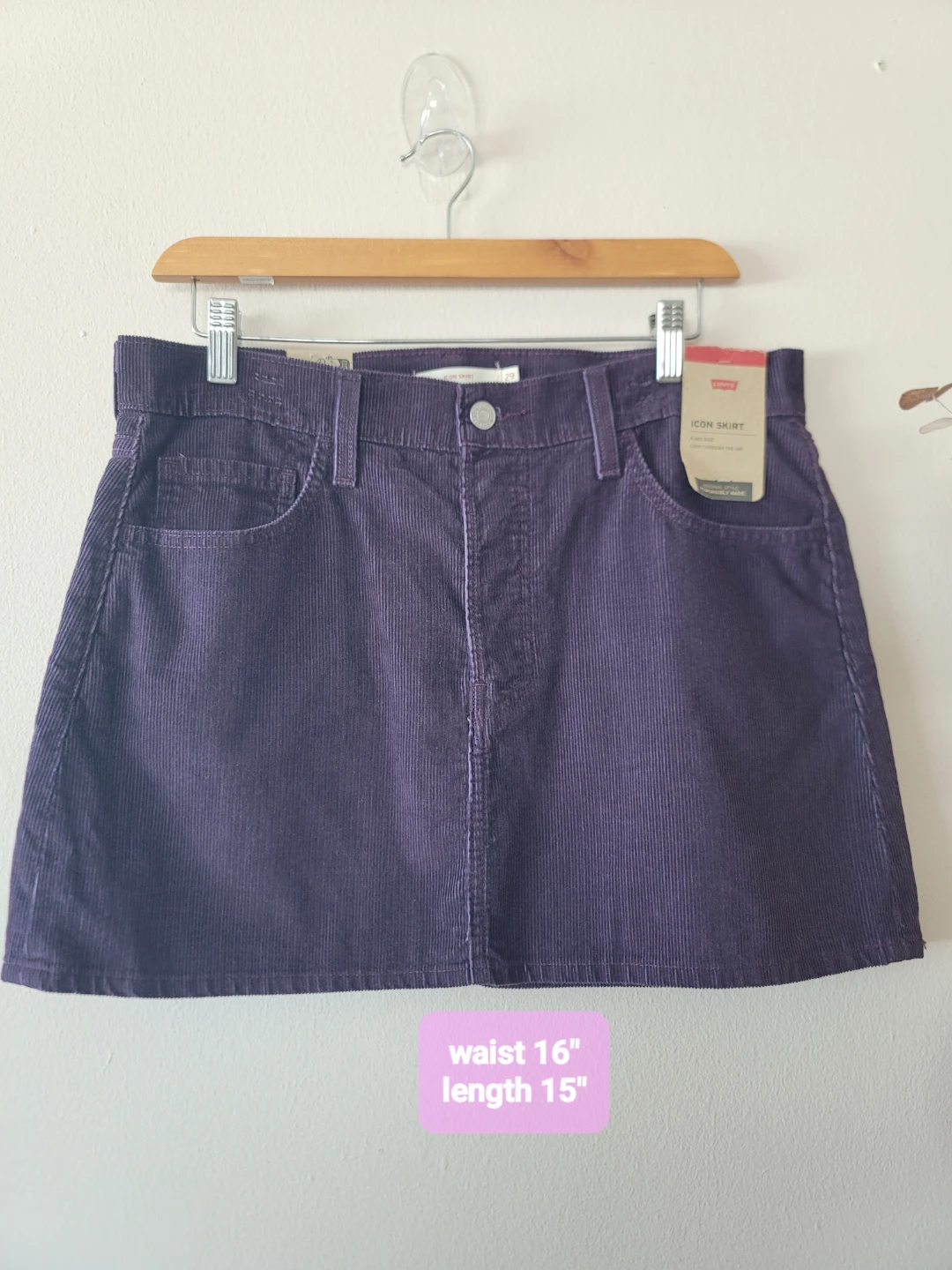 Levi’s Icon Corduroy Mini Skirt Plum Purple Cotton NWT 29 - photo 3