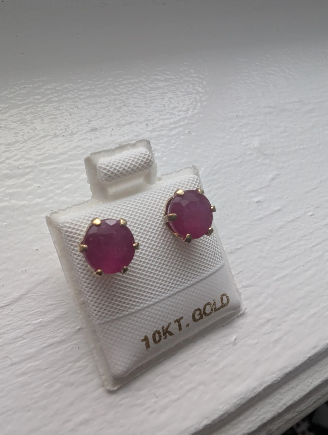 Brand New 10K Yellow Gold Natural Ruby Earrings For Sale - photo 5
