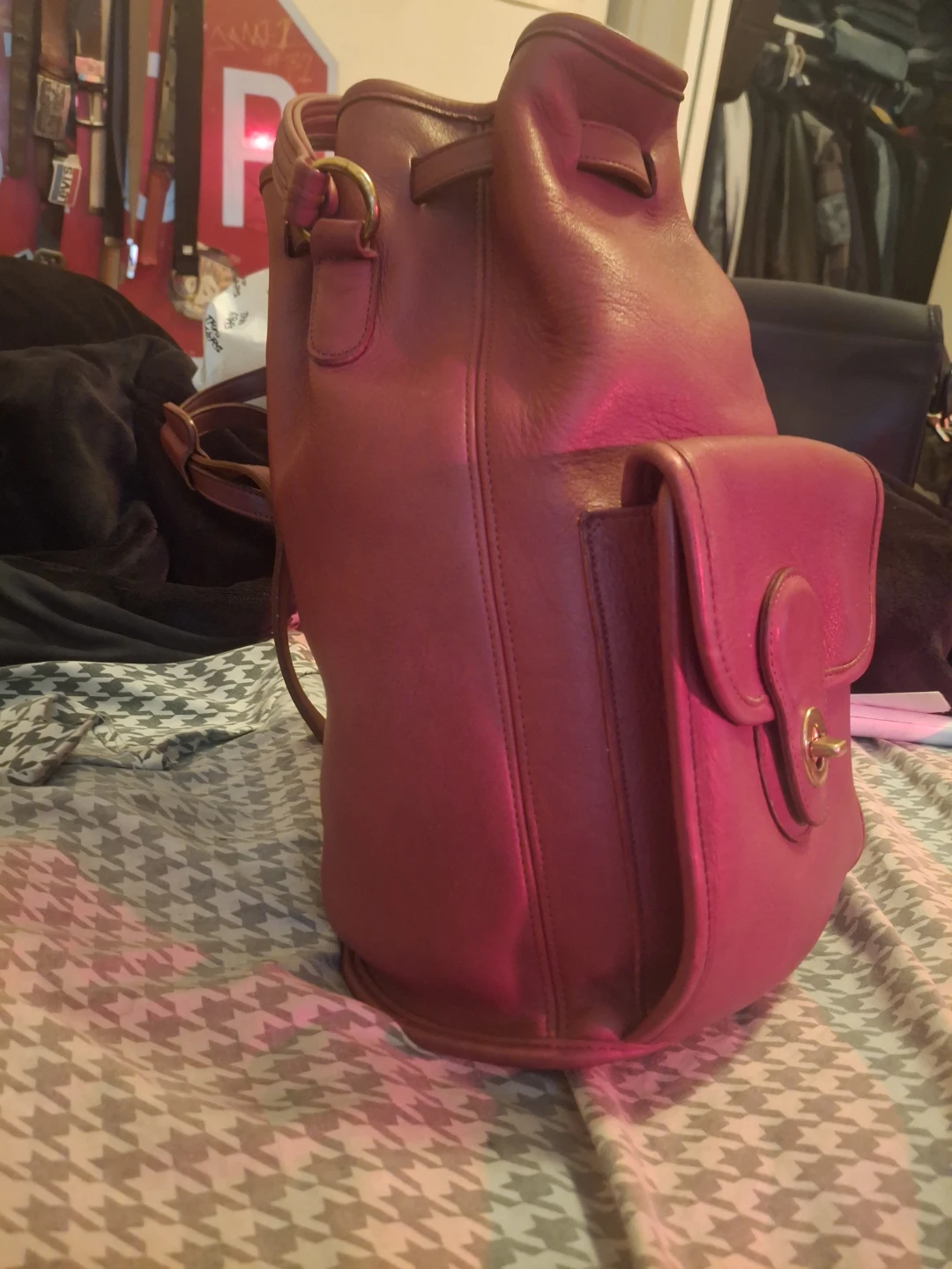 Coach Leather Bucket Backpack - Red - photo 2