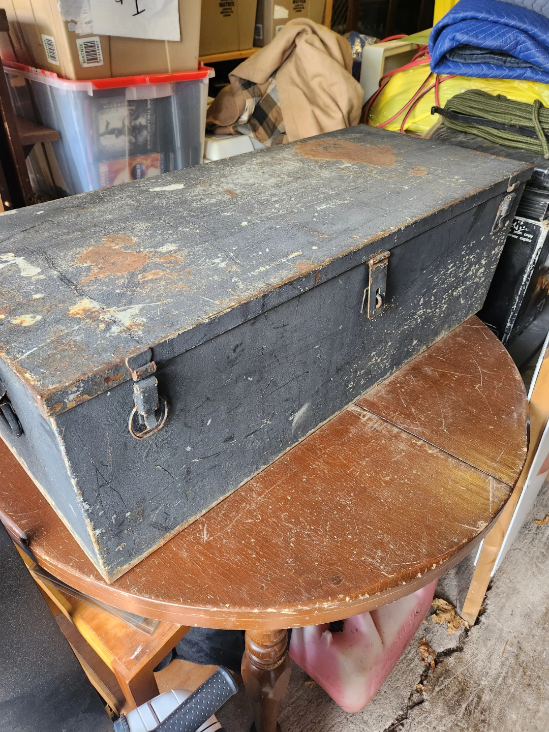 Vintage Metal Storage Box with Handles