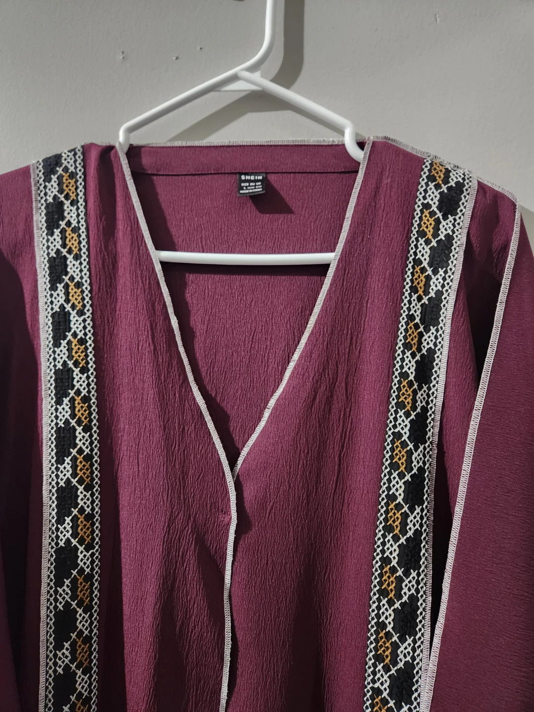 SHEIN Embroidered Kaftan Dress - Burgundy