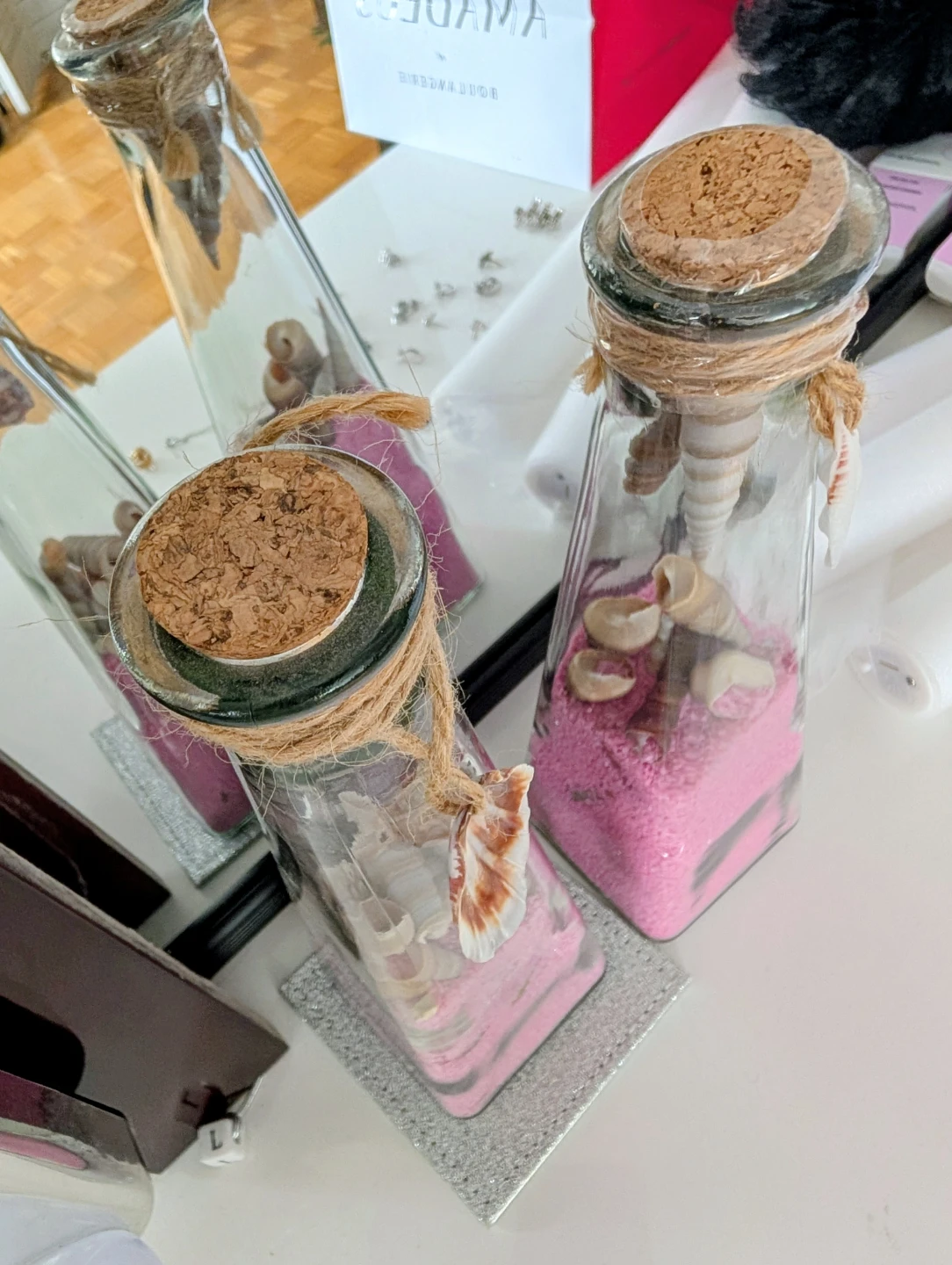 Decorative Glass Bottles with Pink Sand and Shells 🏆 - photo 3