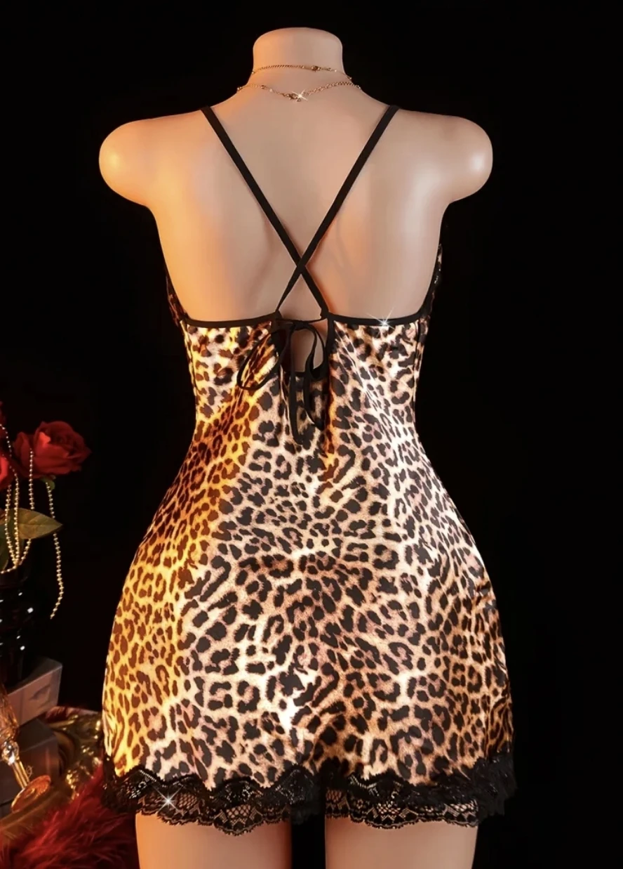 Cheetah/Leopard Print Lace Trim Chemise NEW Sleepwear Slip - photo 2