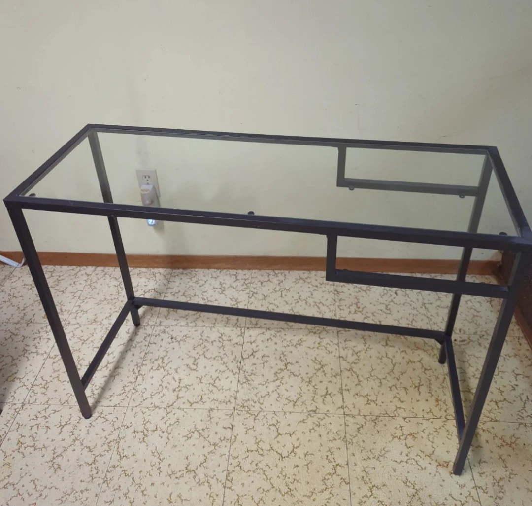 Glass top metal frame desk