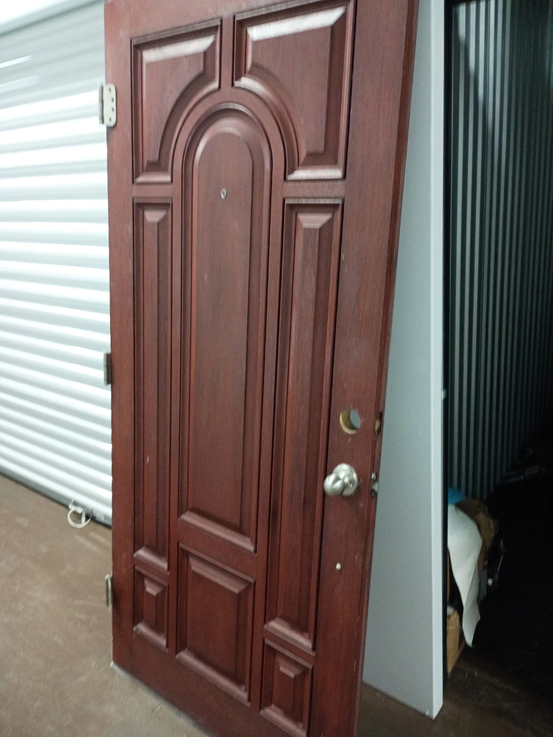 Belleville Smooth Fiberglass Parliament 8 Panel Mahogany Door