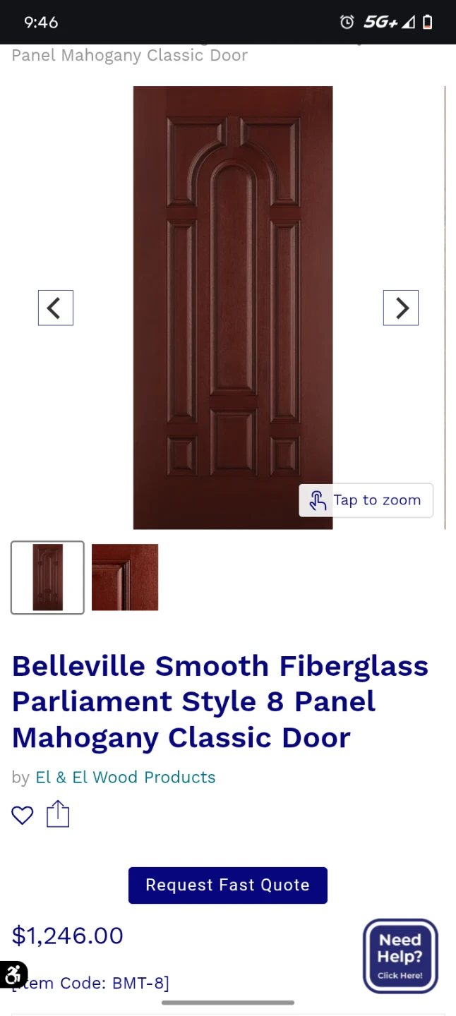 Belleville Smooth Fiberglass Parliament 8 Panel Mahogany Door - photo 2