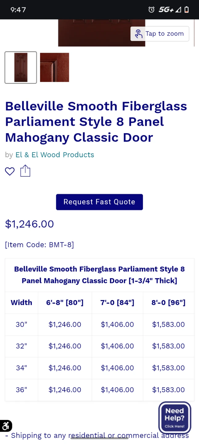 Belleville Smooth Fiberglass Parliament 8 Panel Mahogany Door - photo 3