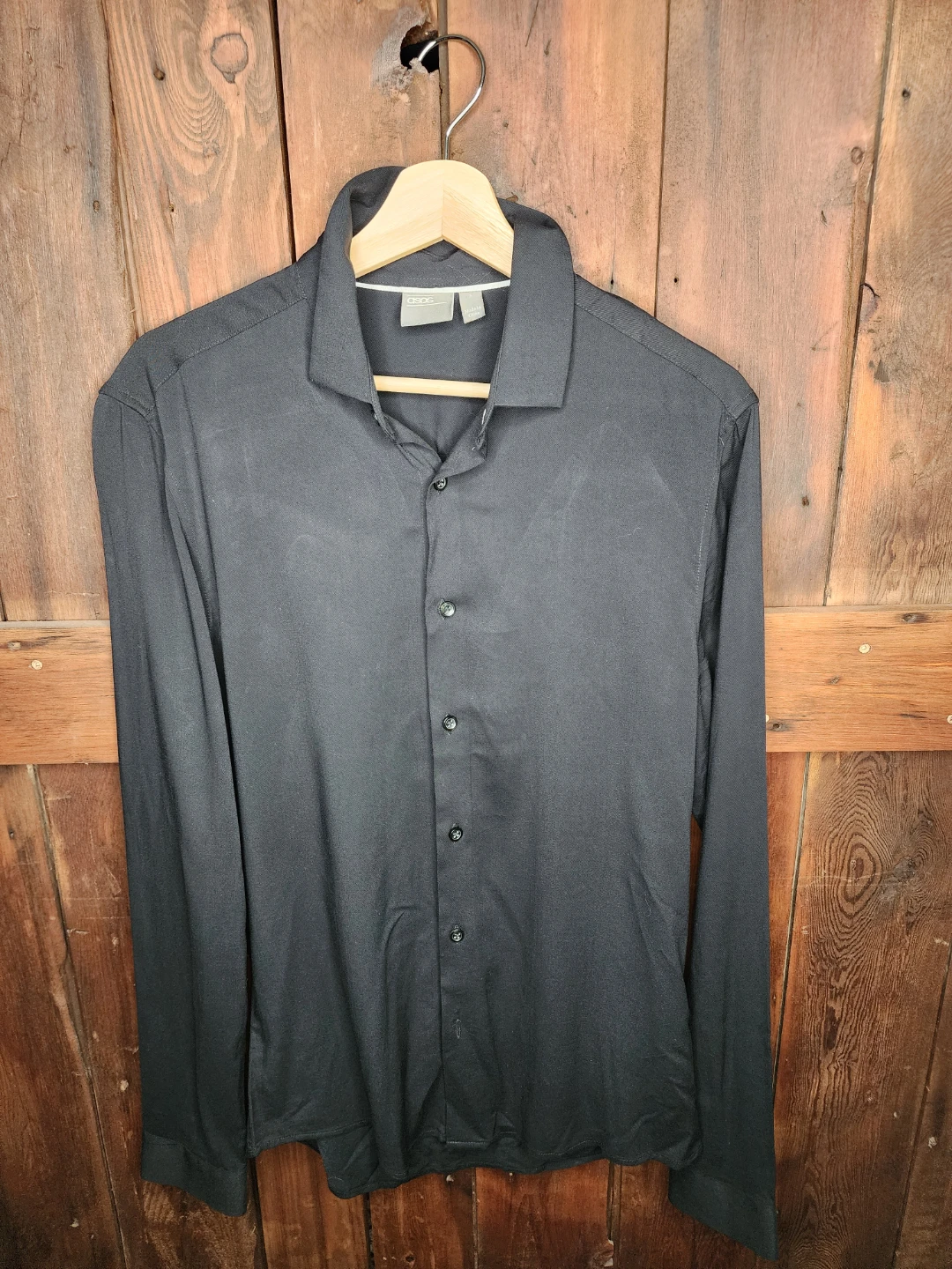 ASOS Long Sleeve Button Up Shirt - Black