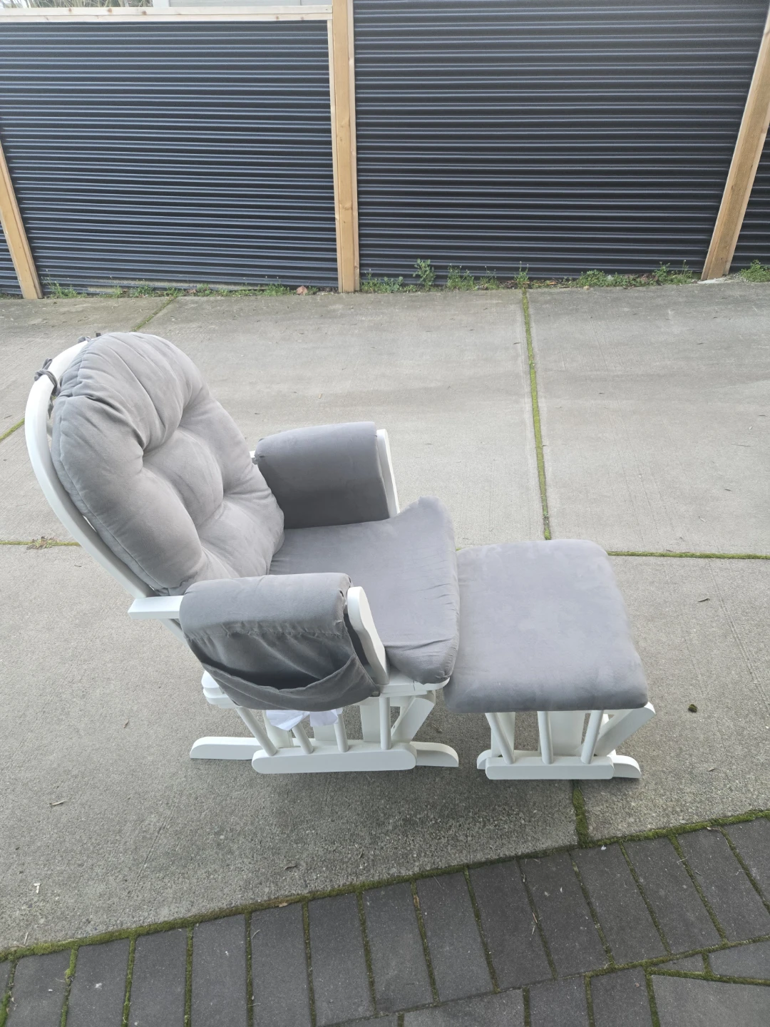 Grey Glider Chair with Ottoman