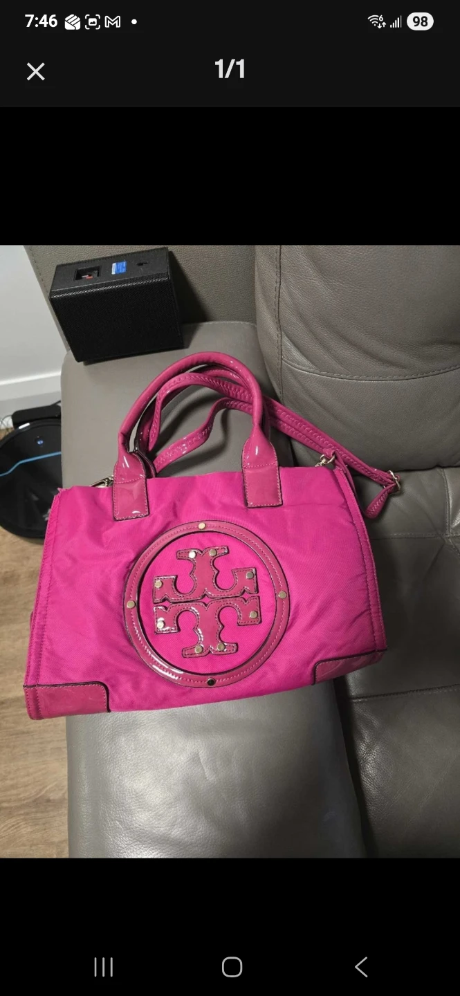 Tory Burch Pink Nylon & Patent Leather Tote Bag