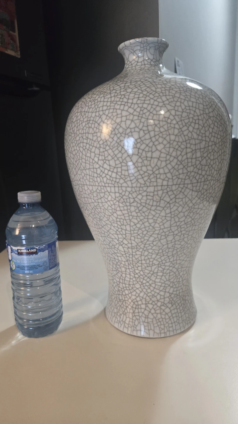 Crackled Ceramic Vase - Grey and White