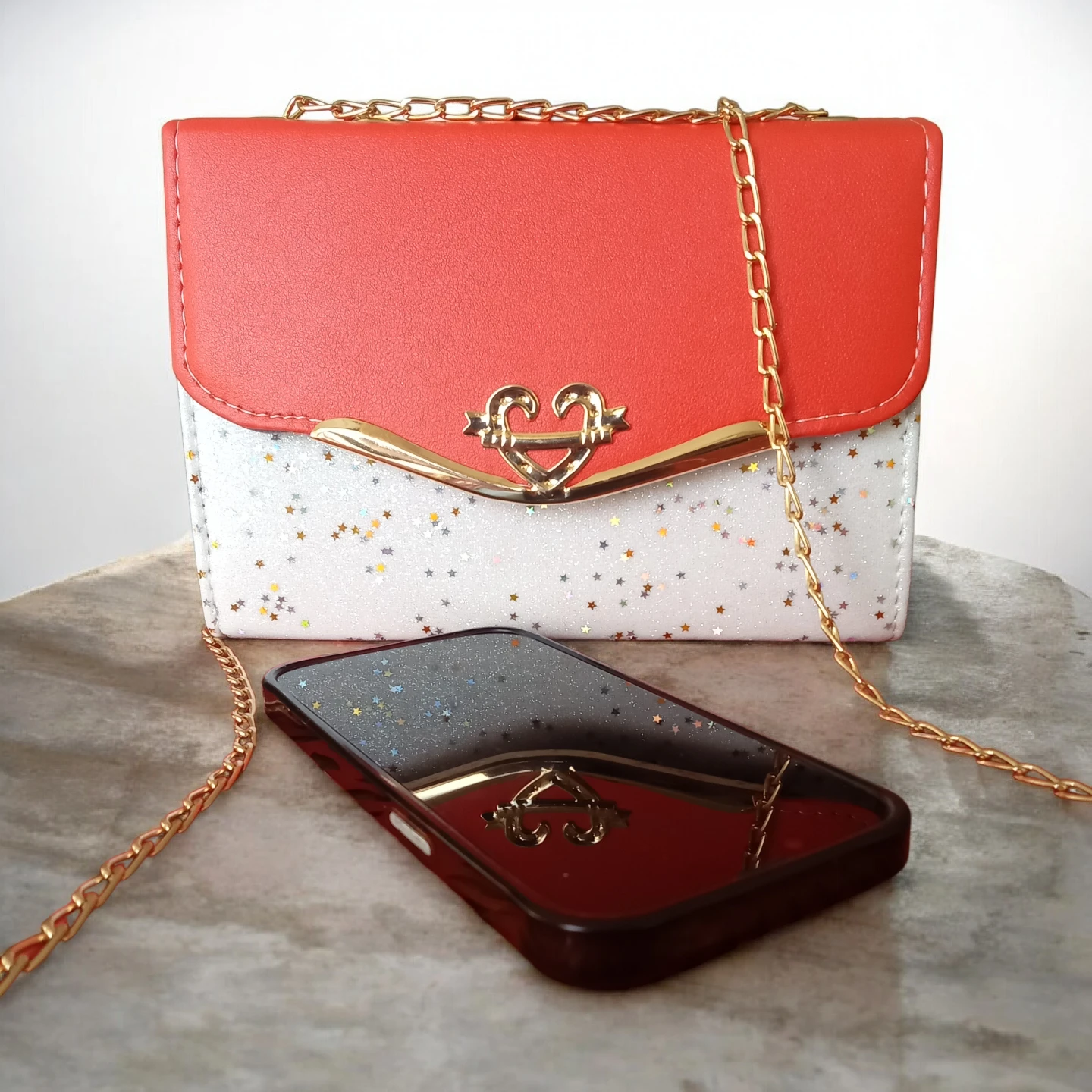 Red and White Sparkle Chain Bag - photo 2