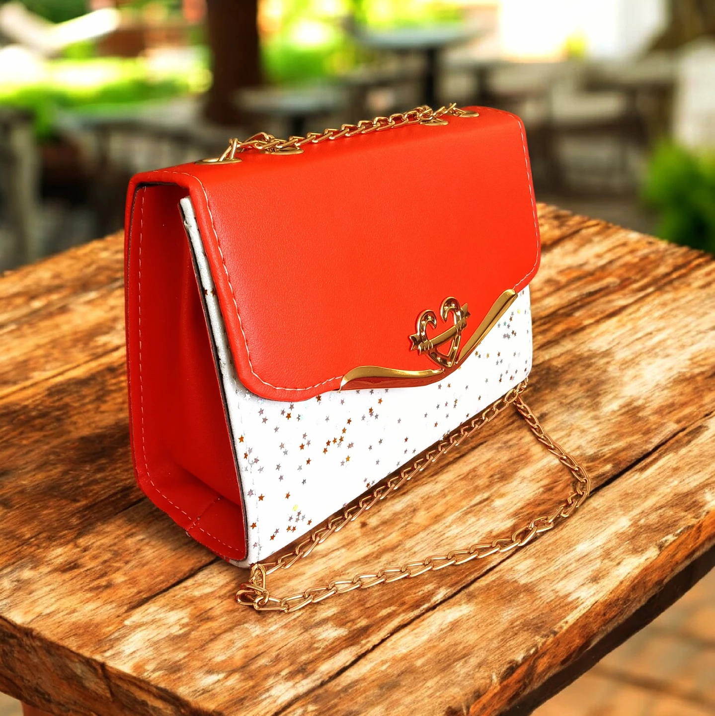 Red and White Sparkle Chain Bag - photo 3
