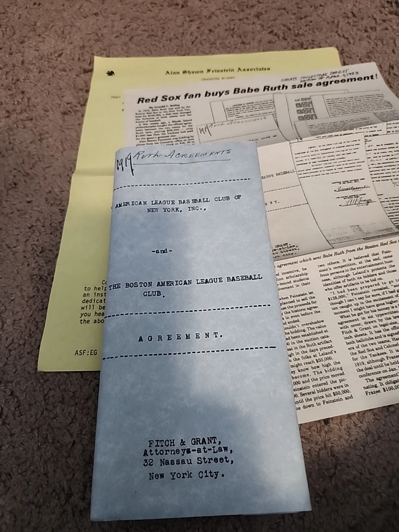 1919 Ruth Contract Agreements - REPRODUCTION