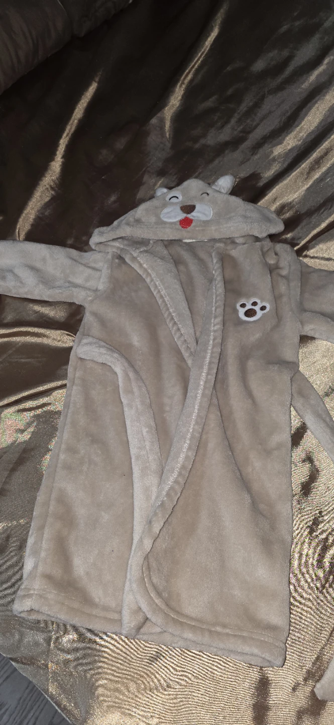 Kid's Fuzzy Animal Robe - Tan