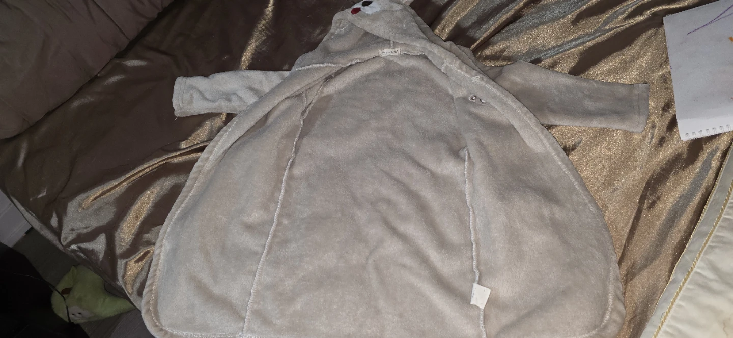 Kid's Fuzzy Animal Robe - Tan - photo 4