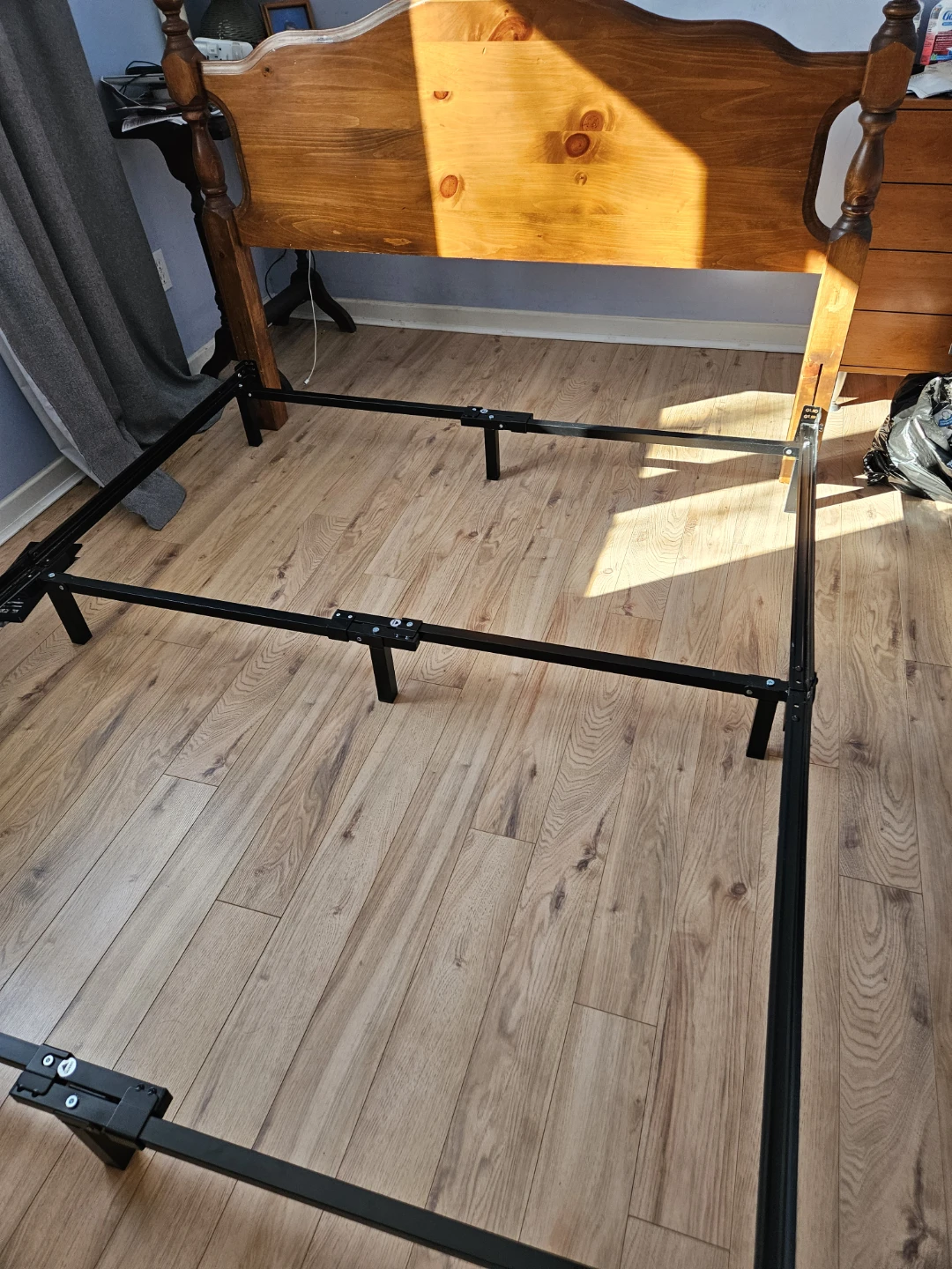 Queen Wooden Headboard and Metal Bed Frame