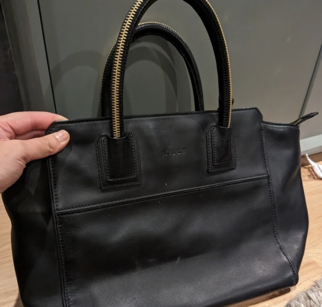 Milly Black Leather Tote Bag Logan