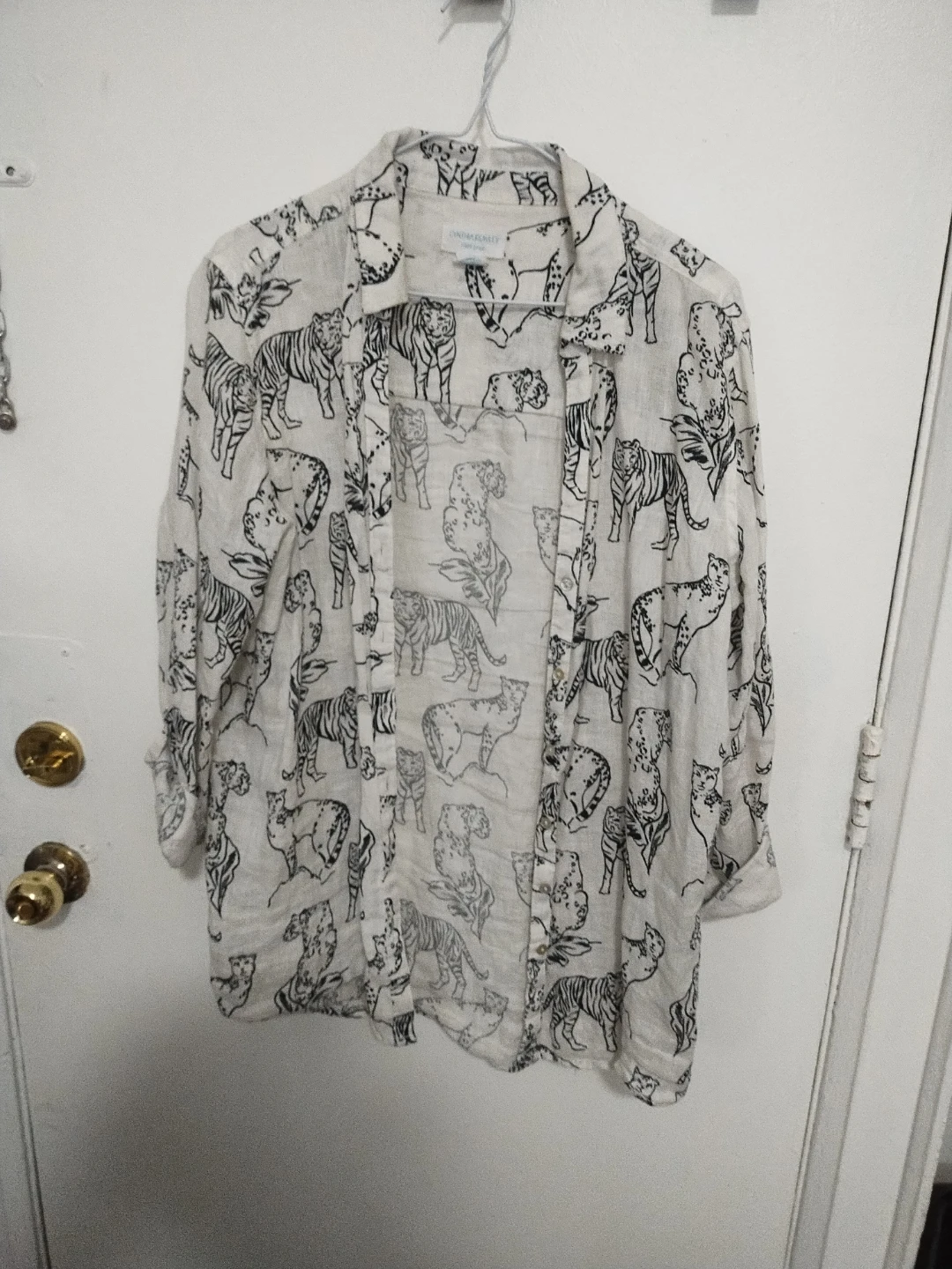 Cynthia Rowley Tiger Cat Print Button-Up Shirt