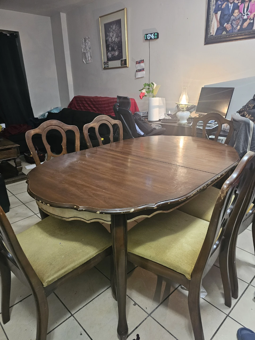 Wooden Dining Table with 6 Chairs
