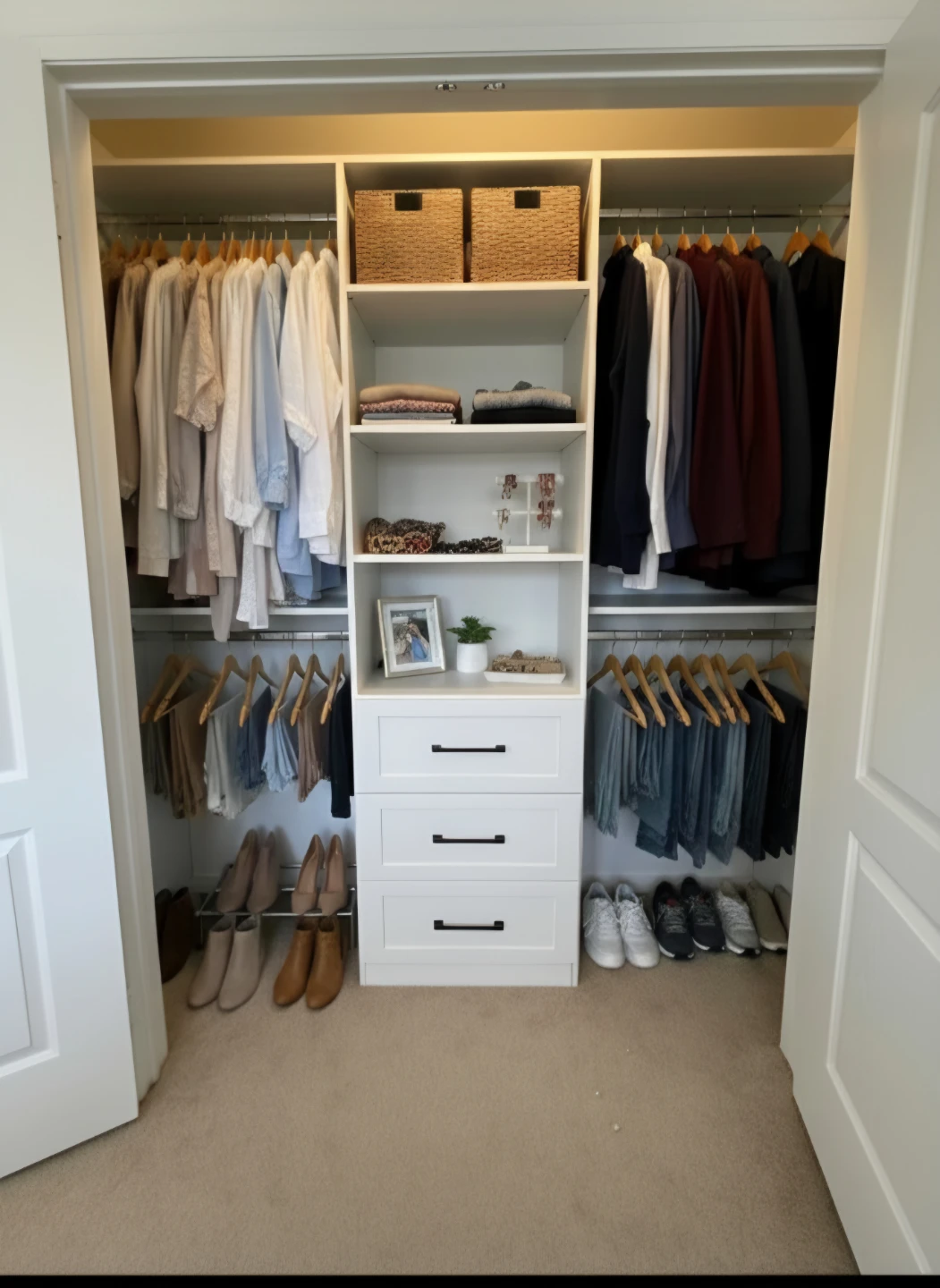 Closet System with Shelves and Drawers