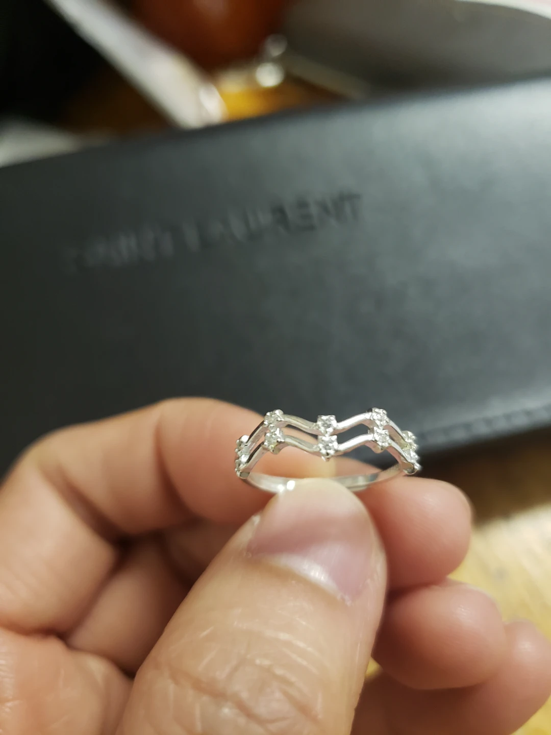 925 Silver Ring with CZ Stones.adjustable.fit  size 5 to 7