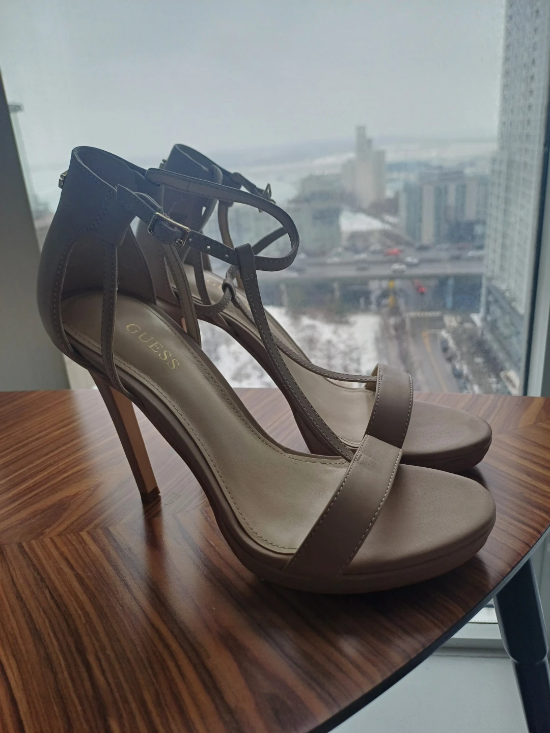 Guess Women's Nude Strappy Heeled Sandals