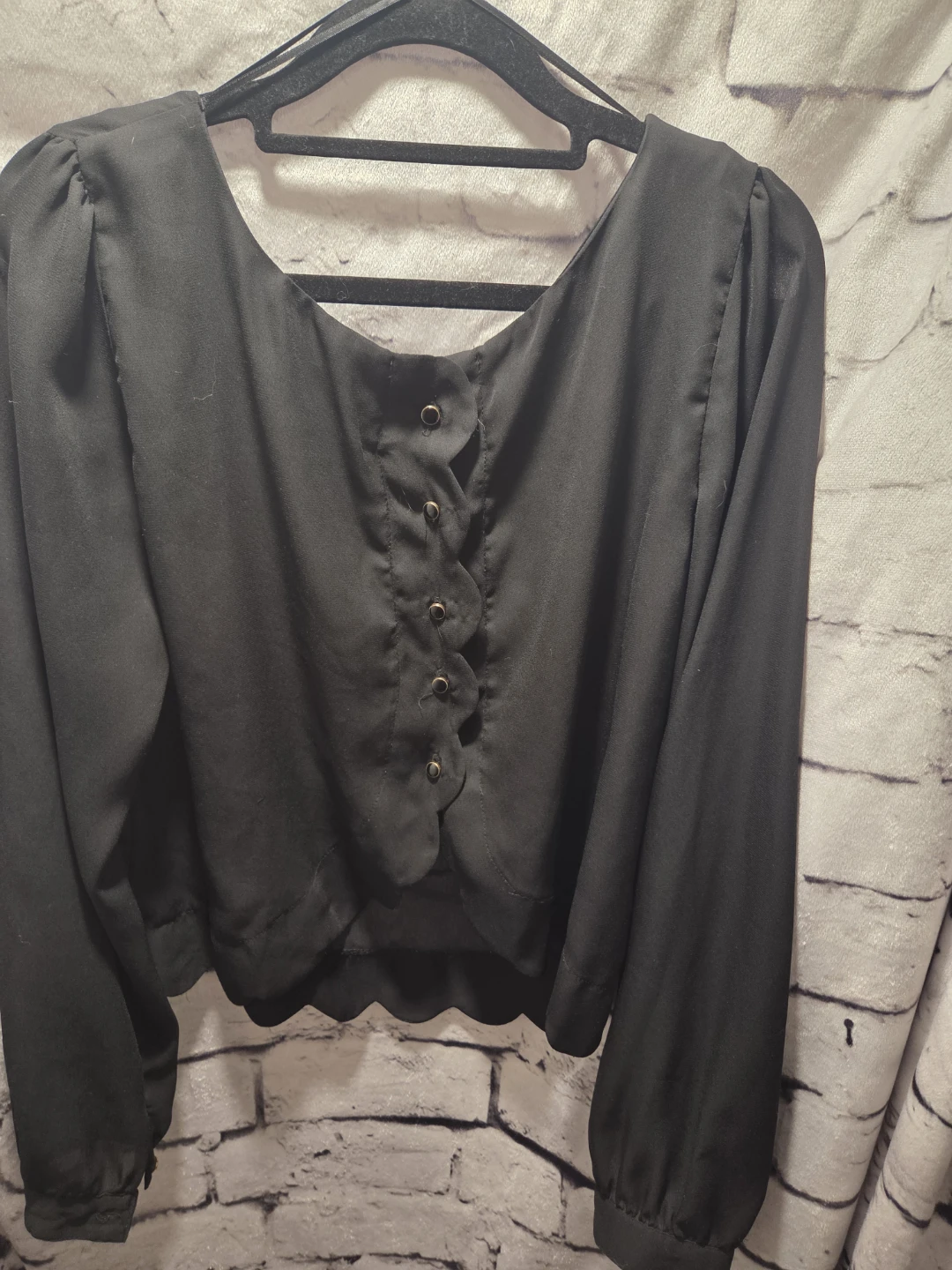Black Sheer Button-Up Blouse - photo 2