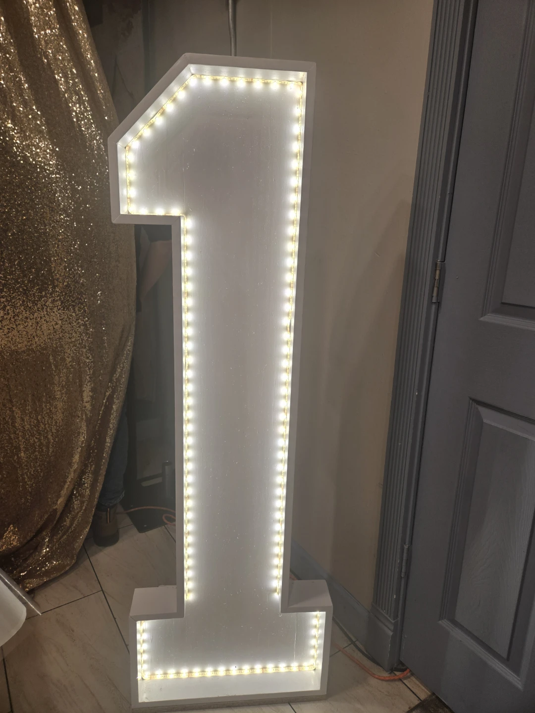 White LED Light Up Number 1 Sign