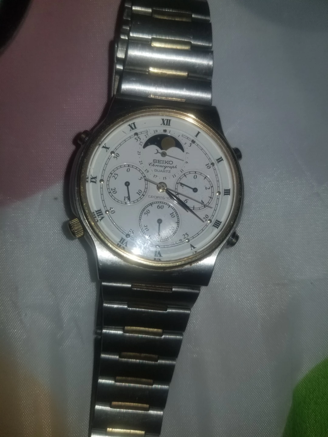 Seiko Chronograph Quartz Watch with Moon Phase