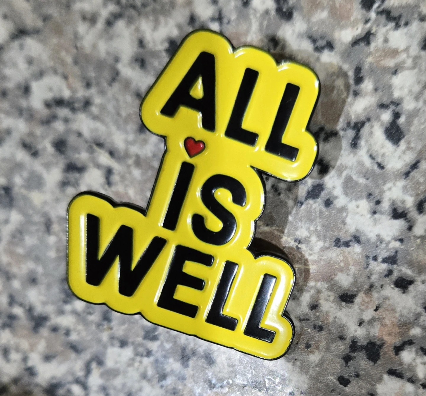 ALL IS WELL Brooch Enamel Pin-Black & Yellow W Heart 🥕